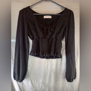 A Father's Love Ladybug Long Sleeve Black Crop Top